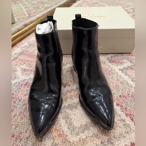 Black Patent Leather Ankle Boots